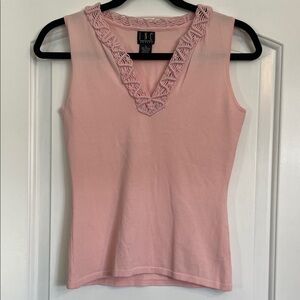 INC International Concepts Women's Pink Lace Trim Tank Top